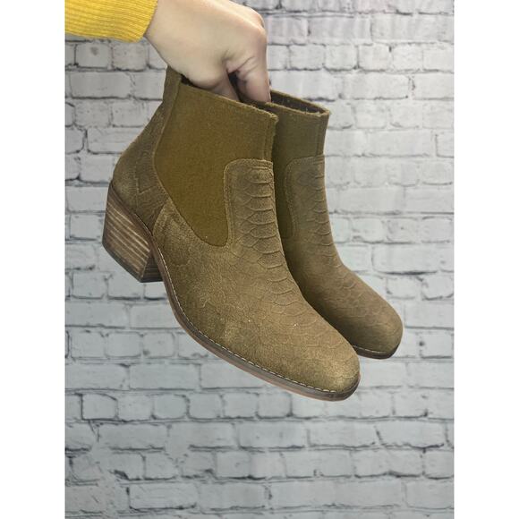 Crown Vintage Snakeskin Print Tan Ankle Boot - Picture 1 of 7